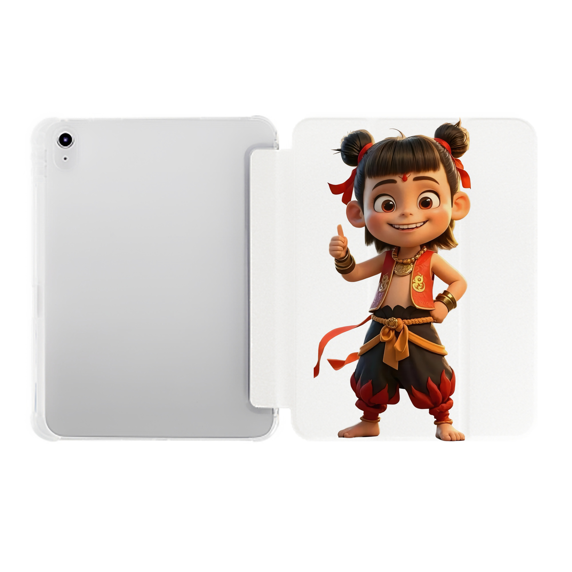 （画像用） Ne Zha 2 ナタ 魔童の大暴れ IPad ケース ペン収納付き 三つ折りスタンド PUレザー×シリコン 対応機種9.5/10.5/10.9インチ